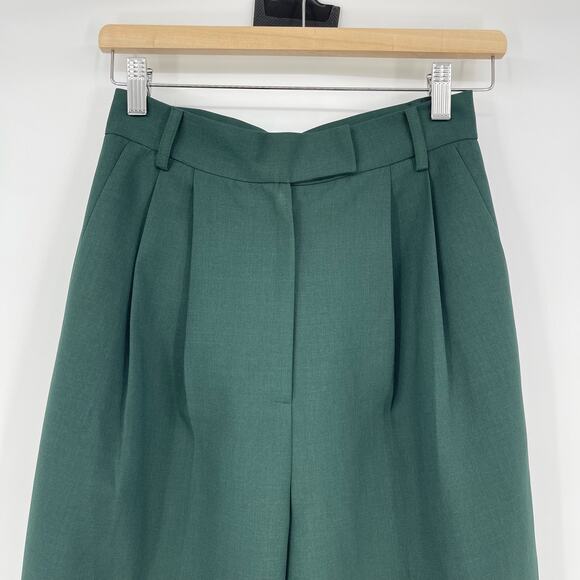 The Frankie Shop NWT | Bea High Waisted Pleated Forest Green Trousers  XS - Picture 5 of 14